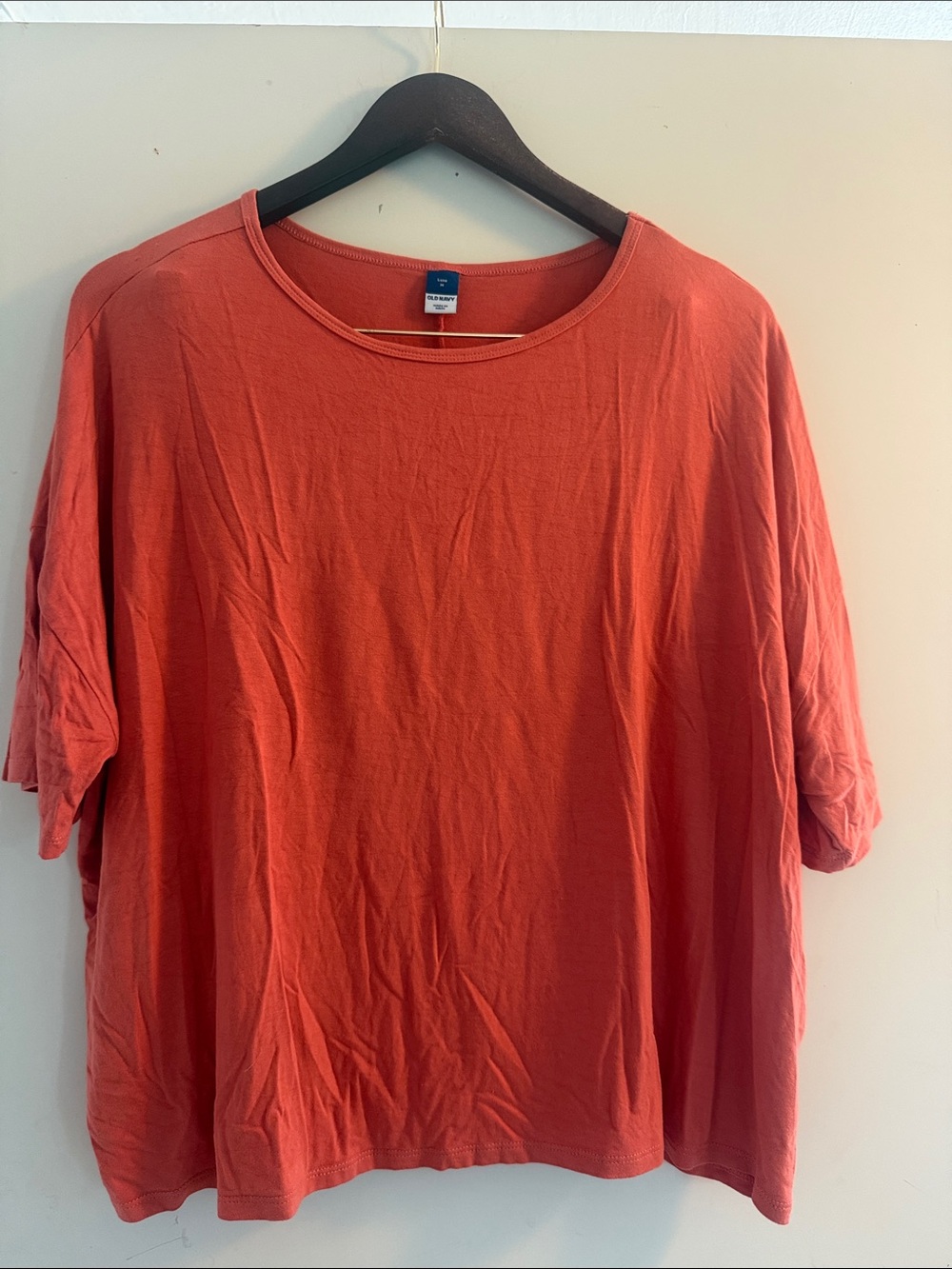 Old Navy Women's Coral Orange Short-Sleeve Loose Fit Luxe Tee Sz M EUC